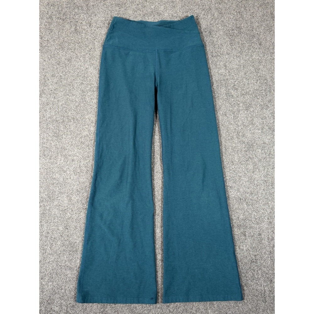 Beyond Yoga Spacedye Wide Leg Flare Yoga Pants Women Large Teal High Rise FLAWED